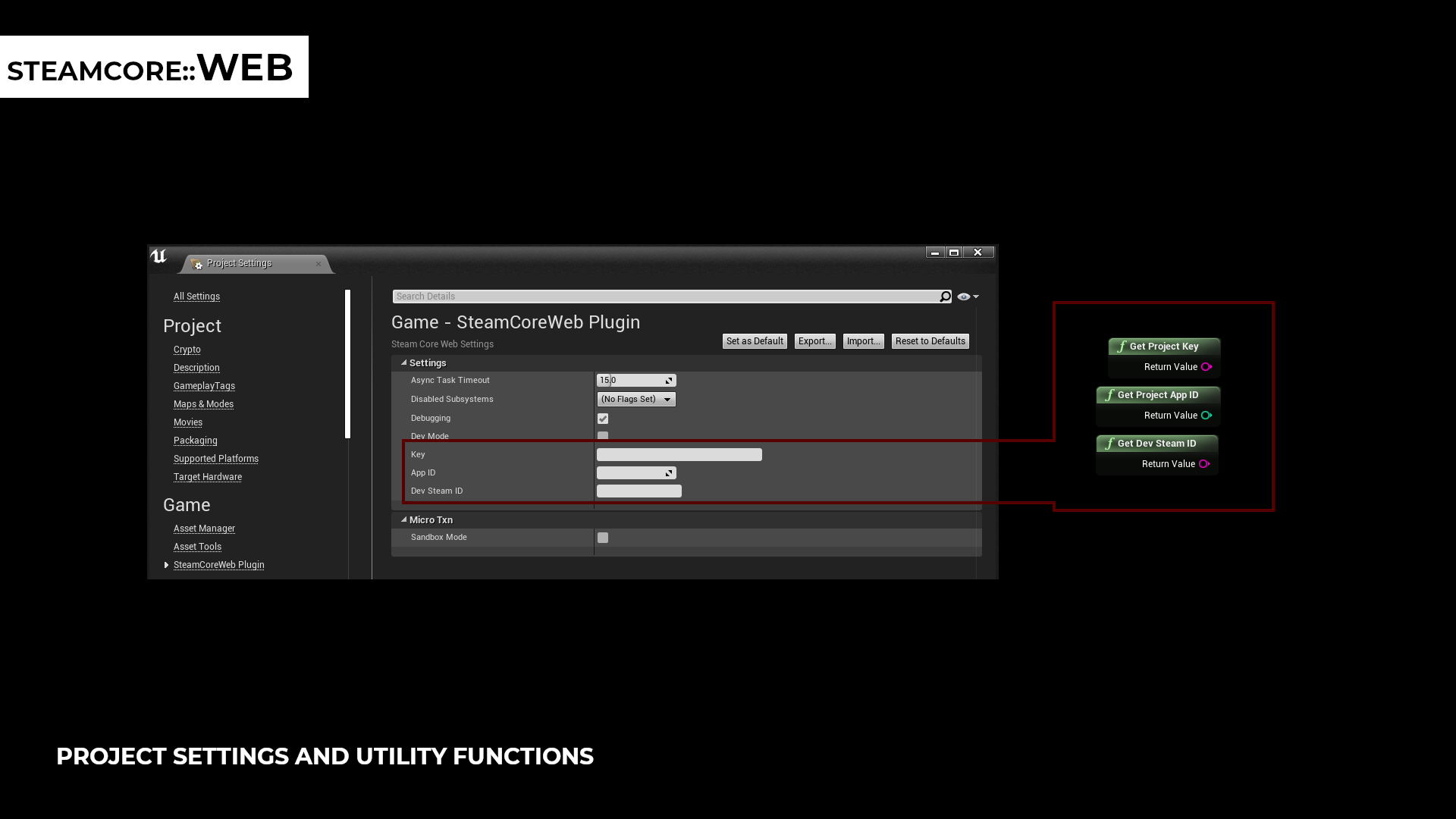 Project settings and utility functions